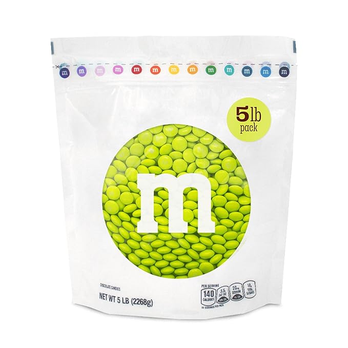 M&ampM’S WORLD Electric Green Milk Chocolate Candy 5lbs Bar
