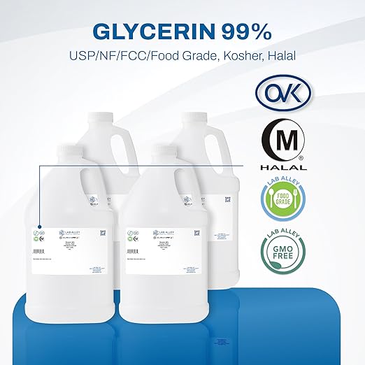 Glycerin USP/NF/FCC Grade Kosher (4 Gallons (Pack of 4 x 1 Gallon Bottles))