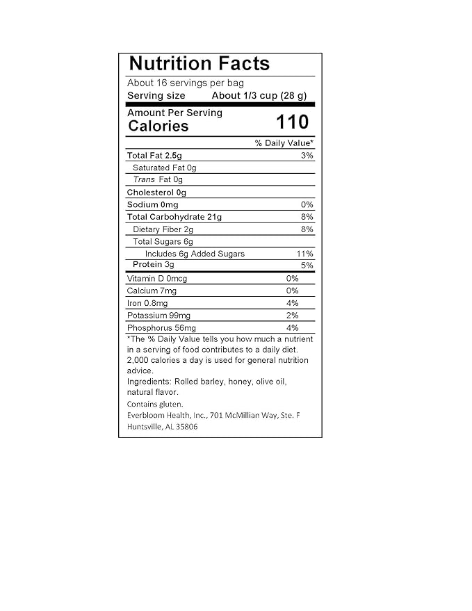 Burl Barley Granola Honey Granola 1 lb Bulk 3 Pack Rolled Barley Grain Great Granola for Parfaits Whole Grain Clean Ingredients