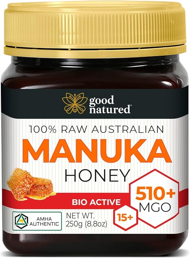 Good Natured Manuka Honey (MGO 510+) - High Grade Raw Manuka Honey Medical Grade Non-GMO Lab-Tested &amp AMHA Certified BPA-free 8.8 oz