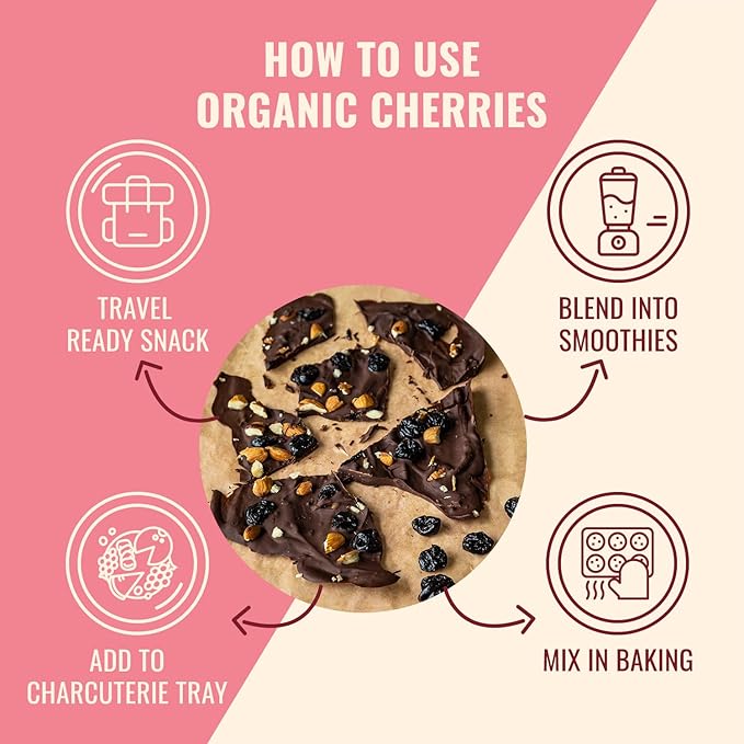 Sunny Fruit Soft Organic Dried Tart Cherries - 6 Bags (30 Individual Portion Packs) | No Preservatives | Healthy Convenient Snack Packs | ORGANIC NON-GMO VEGAN HALAL KOSHER