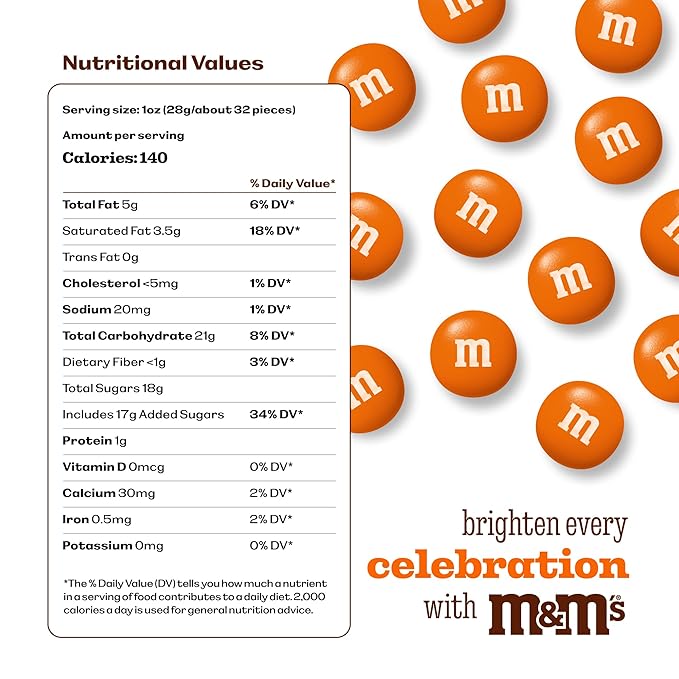M&ampM'S World Orange Milk Chocolate Candy - 2 lbs Resealable Pack of Bulk Candy for Halloween Birthdays Easter Graduations Snack Packs Party Favors Themed Events and More