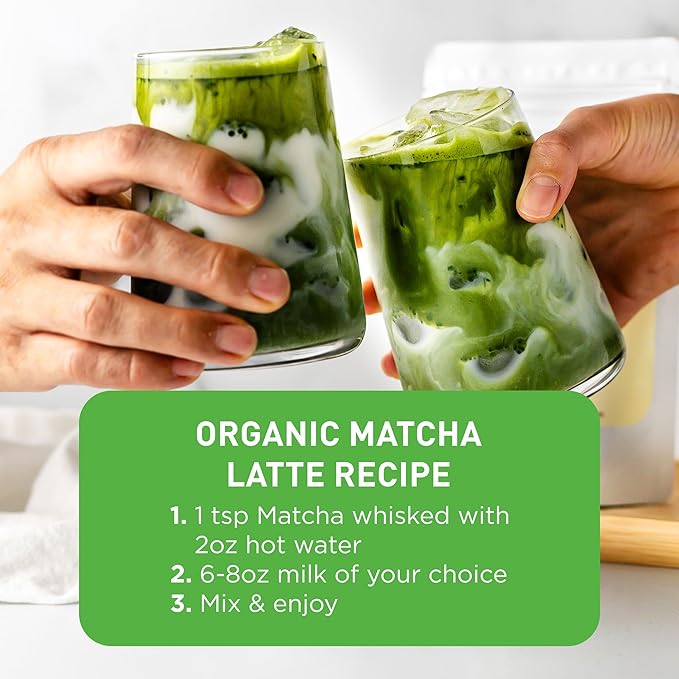 Aiya Certified USDA Organic Culinary Grade Matcha Green Tea Powder - Ideal for Baking Lattes Smoothies - Gluten-Free &amp Non-GMO - 100g Bag (3.52 oz)