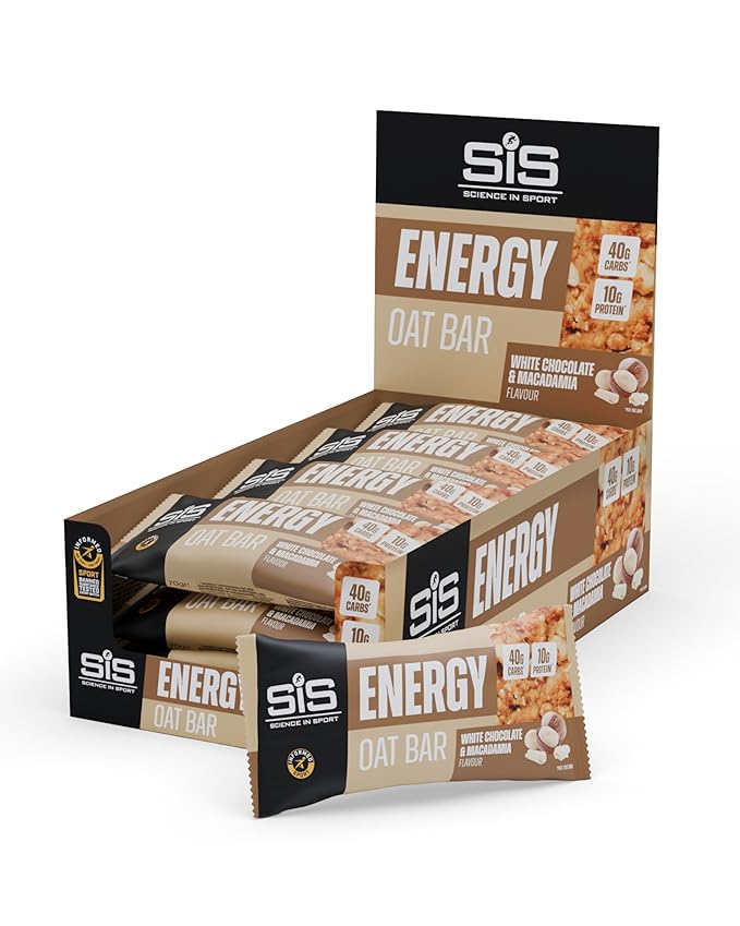 Science in Sport Energy Oat Bar - Oat Energy Bar for Elite Athletes - 40g Carbohydrates - 10g Protein - Balanced Nutrition Sports Snack - Vegan-Friendly - White Chocolate &amp Macadamia Flavor - 12 C