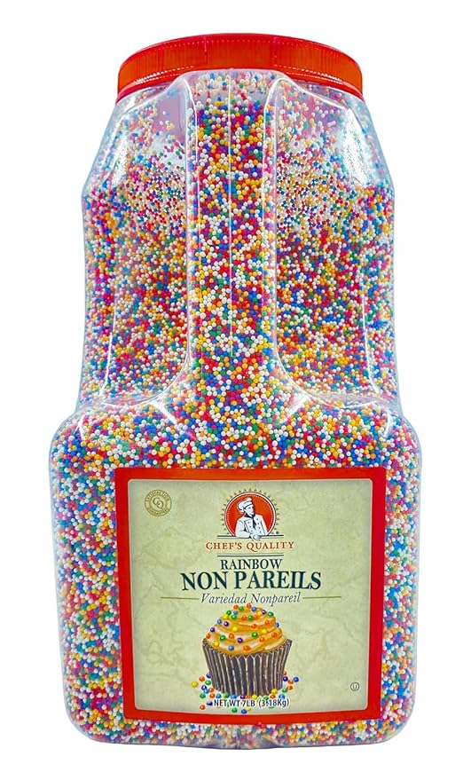 Chef's Quality Nonpareils Rainbow Sprinkles 7 Pounds For Decorating &amp Baking