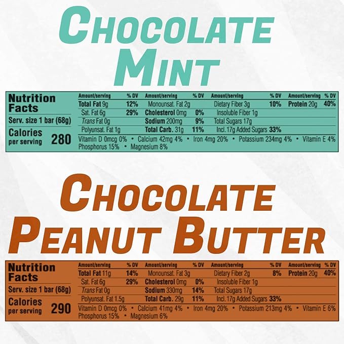 Clif Bar - Builder's Protein Bar Variety Pack 20g of Protein (Chocolate Mint &amp Chocolate Peanut Butter) - 18 Count