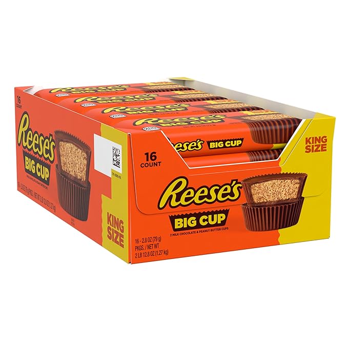 REESE'S Big Cup Milk Chocolate King Size Peanut Butter CupsCandy Packs2.8 oz(Pack of 32)