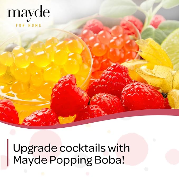 Mayde Popping Boba Pearls Strawberry Boba Popping Pearls Bursting Balls for Drinks Desserts &amp Breakfast Bowls Strawberry Flavor 7 Pounds
