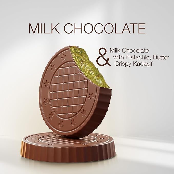 Fiorella Dubai Style Milk Chocolate Pistachio Bars Filled Chocolate With Pistachio Butter &amp Crispy Kadayif Individually Wrapped Chocolate Snacks 18 Pack