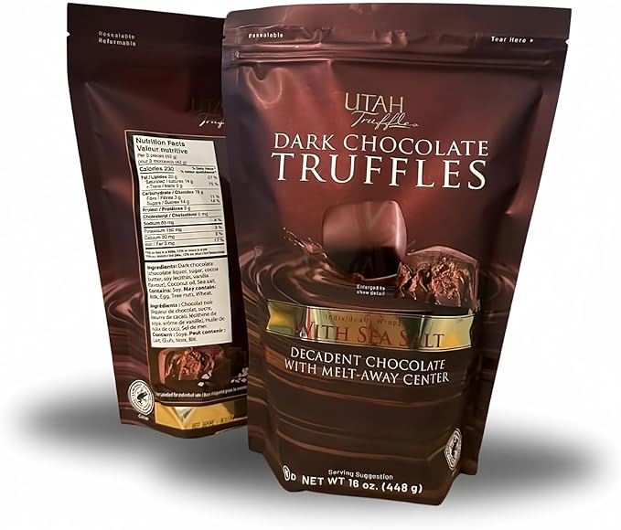 Utah Truffles Sea Salt Dark Chocolate 16 oz each - Total 32 oz - 2 pack