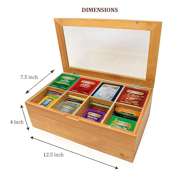 Twinings Tea Bag Sampler Variety with Bamboo Organizer (60 Tea Bags) 40 Different Flavours Gift for Tea Lovers: Women Men Mom Dad Family Friends Couples