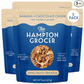 The Hampton Grocer Banana &amp Chocolate Chunk Granola 3 pack - Gluten-Free Dairy-Free Made with Real Bananas Walnuts &amp Maple Syrup - Crunchy Small-Batch 8oz