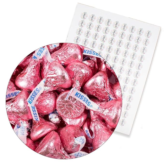 Pink Candy Milk Chocolate Kisses 180 ct Plus Exclusive Bonus Free Kiss Stickers