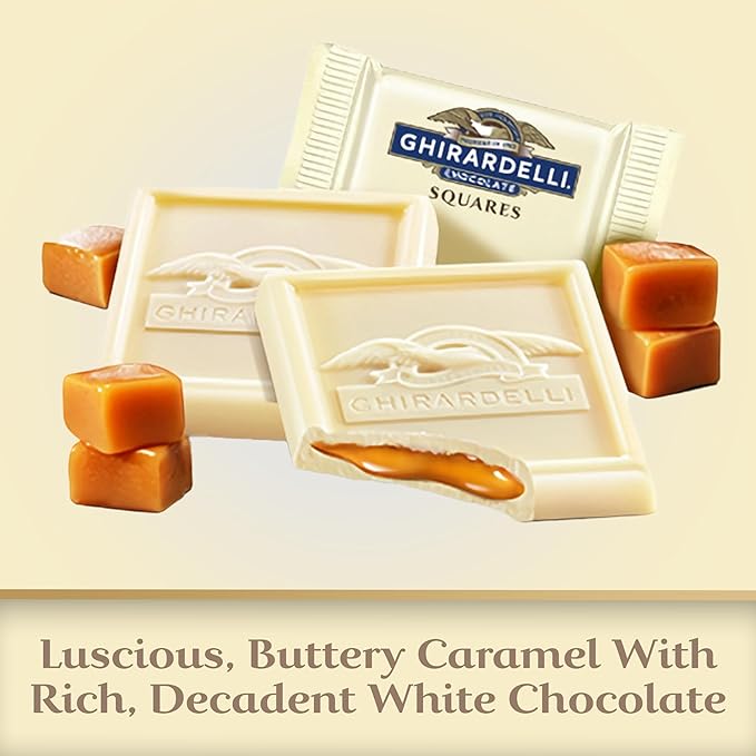 GHIRARDELLI White Chocolate Caramel Squares 5 Oz Bag (Pack of 6)