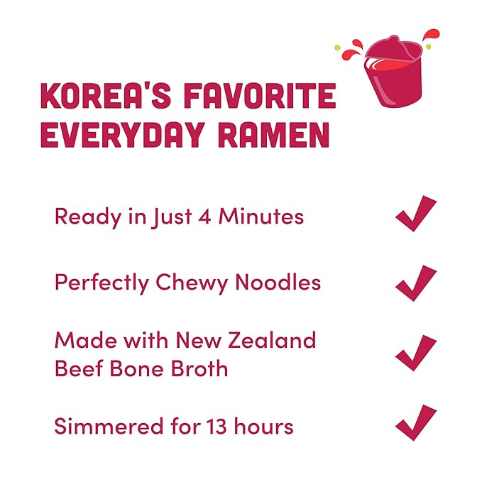 OTOKI Jin Ramen Spicy Korean Instant Ramen 13-Hour Simmered Beef Bone Broth Bold Spicy Flavor Ready in 4 Minutes 4.23 oz (Pack of 8)