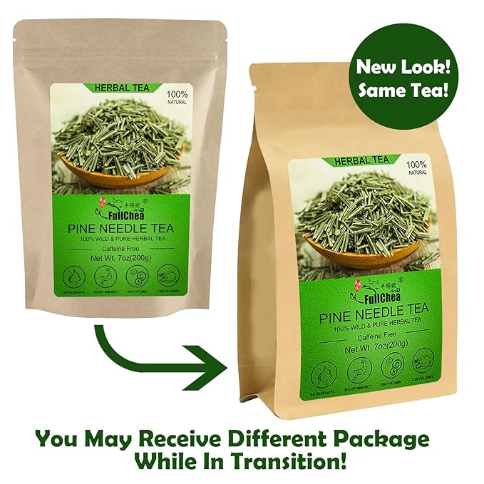 FullChea - Dried Pine Needle Tea - 7oz/200g - Premium Red Pine Needles Loose Leaf Herbal Tea - Non-GMO - Better Than White Pine Needle Tea - Caffeine-free - Cut &amp Sifted