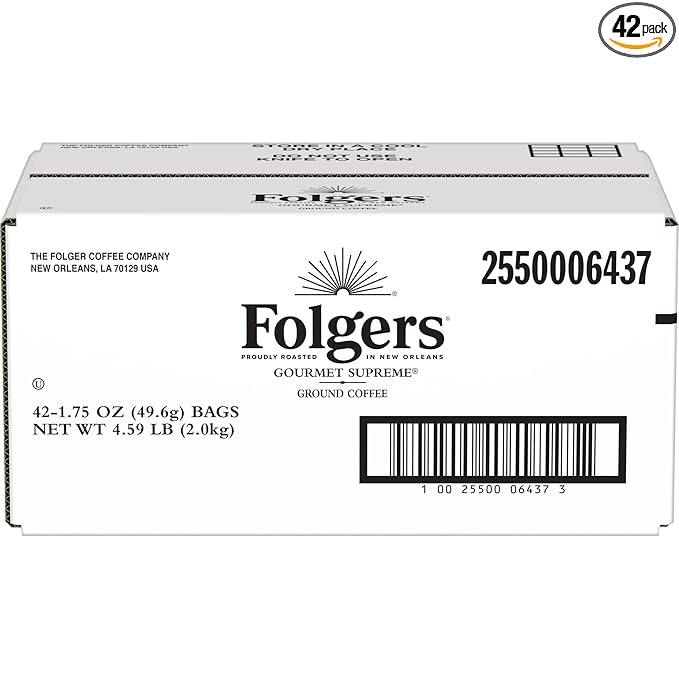 Folgers Gourmet Supreme Ground Coffee 42-1.4 Ounce Fraction Packets Frac Packs