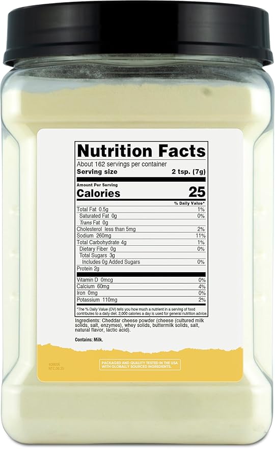 Nutricost Pantry White Cheddar Cheese Powder (2.5 Pounds Per Bottle) - Powdered Cheese :: Great for Cooking Baking Popcorn and More!