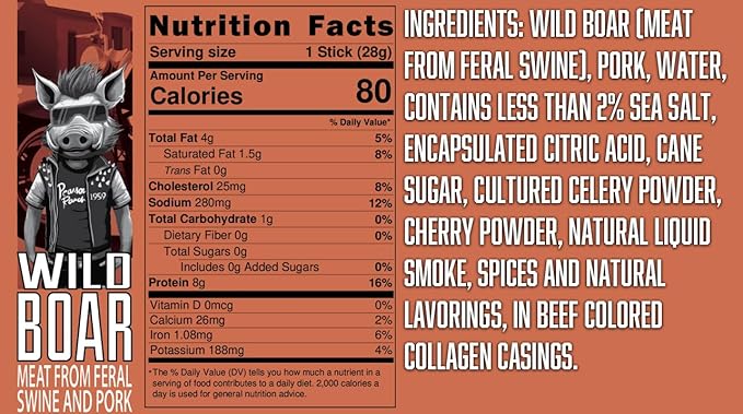 PEARSON RANCH Game Meat Sticks Variety - Elk Bison Venison Wild Boar - Exotic Jerky Sticks No Added Nitrites High-Protein Paleo &amp Keto Friendly Meat Snacks 1oz sticks 6 each Pack of 24