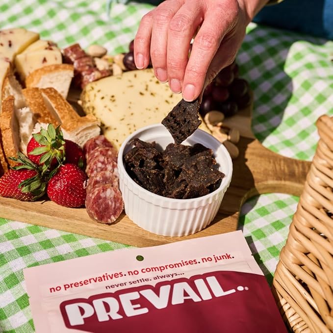 PREVAIL Spicy Grass-Fed Beef Jerky | SOY FREE | 100% Grass-Fed | Gluten Free Snacks | High Protein Snacks | Free of Preservatives | No GMO's | Pack of (3) Bags | 2.25oz