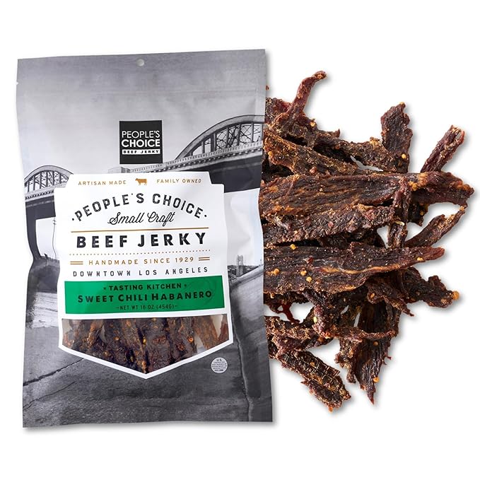 People’s Choice Beef Jerky – Tasting Kitchen – Sweet Chili Habanero – Sweet &amp Spicy – 9g Protein – Made in USA – 1 Pound (16 oz) Bag
