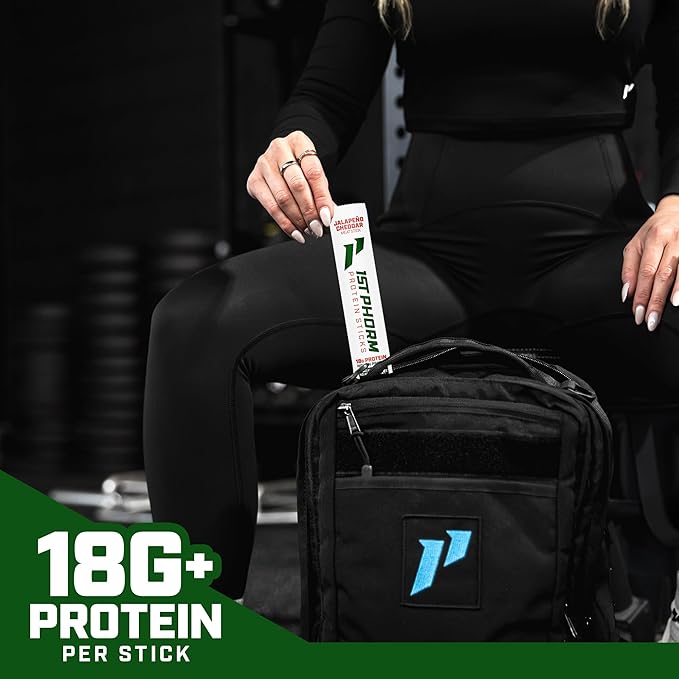 1st Phorm Meat Sticks Jalapeno Cheddar 18G Protein per Serving USA Raised Lean Beef and Pork High Protein Snacks Gluten Free No Msg or Nitrates Individually Wrapped 15 Count
