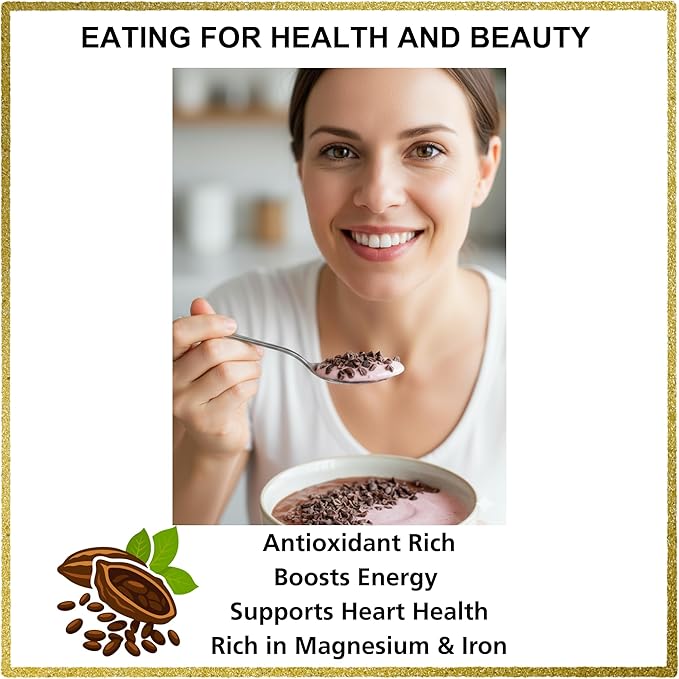 Cacao Nibs Organic - 100% Dark Chocolate Chips - Raw Unsweetened Cocoa Pieces - 16 Oz - Keto and Vegan Superfood - Healthy Sugar Free Snack or Add to Smoothies or Baking by Pure Natural Miracles