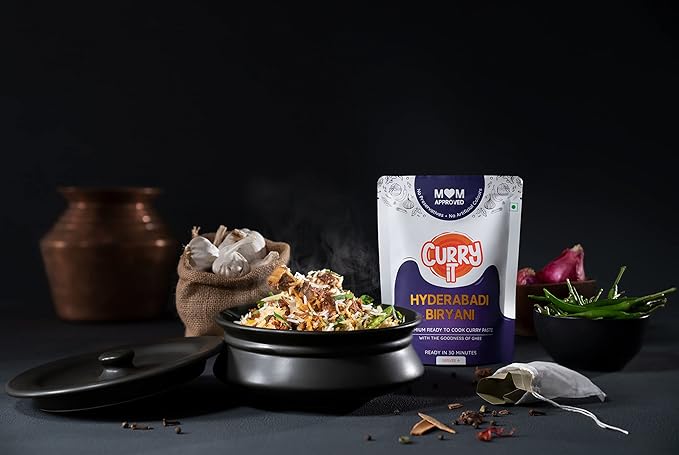 CURRYiT Ready To Cook Hyderabadi &amp Lucknowi Biryani Indian Masala Gravy Made With Ghee Combo Pack (250Gx2) Ready In 30 Minutes No Preservatives Gluten-Free