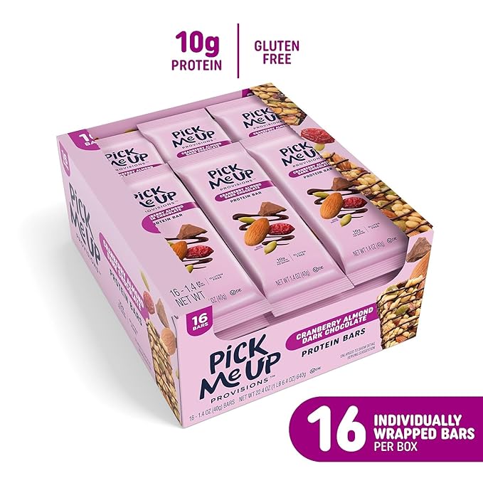 Pick Me Up Provisions™ Gluten Free Cranberry Almond Dark Chocolate Protein Bar 1.4 oz. 16 Bars/Box
