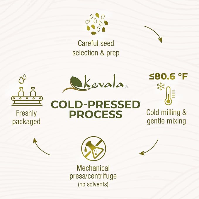 Kevala Organic Extra Virgin Sesame Oil – Cold Pressed Unrefined &amp Non-GMO Cooking Oil for Salad Frying Baking and Skin or Hair Use – Gluten Free &amp Kosher Certified – 128 Oz