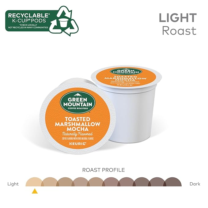 Green Mountain Coffee Roasters Toasted Marshmallow Mocha Keurig Single-Serve K-Cup Pods Light Roast Coffee 96 Count (4 Packs of 24)