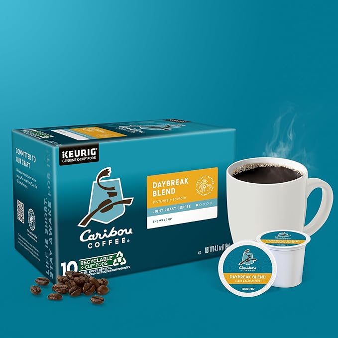 Caribou Coffee Daybreak Blend Keurig Single-Serve K-Cup Pod Light Roast Coffee(Pack of 6 60 Count Total)