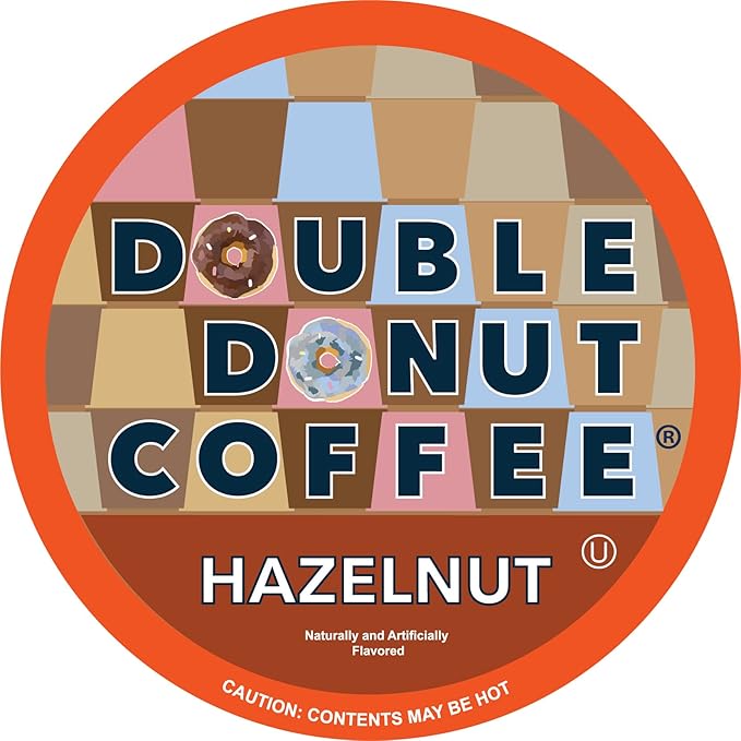 Double Donut Coffee Flavored Coffee Pods Caffeinated Hazelnut Coffee Pods for Keurig K Cups Machines Medium Roast 80 Count (Pack of 1)