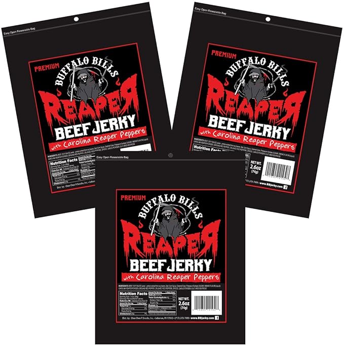 Buffalo Bills 2.6oz Reaper Beef Jerky 3-Pack (beef jerky made with Carolina Reaper Peppers)