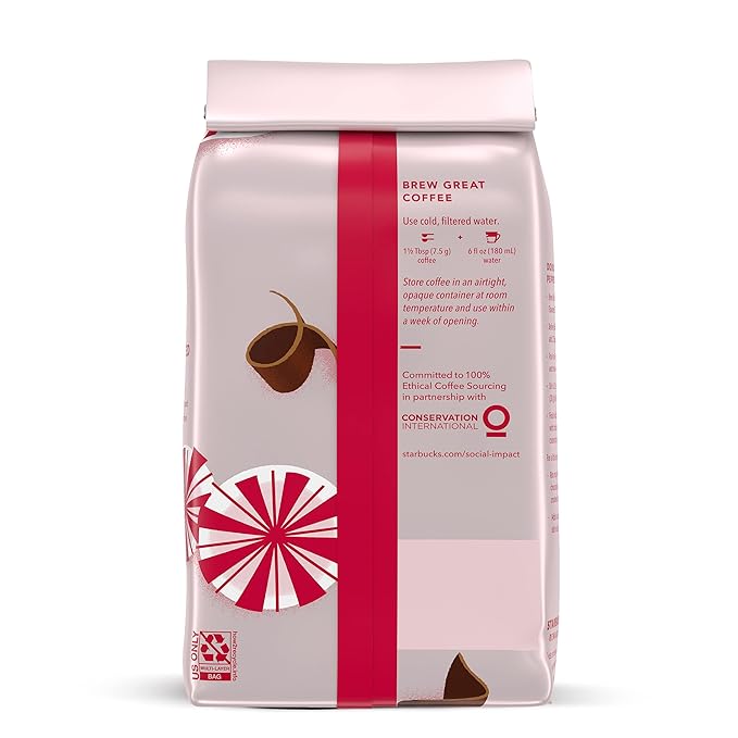 Starbucks Peppermint Mocha Ground Coffee- Peppermint Mocha Blend - 1 bag (17 oz) (Pack of 6)