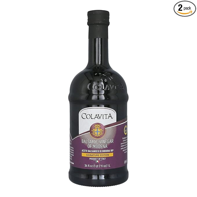 Colavita Balsamic Vinegar of Modena IGP - Signature Edition 2-Pack 34 oz Bottles Aged in Wooden Casks Smooth &amp Velvety Ideal for Hot Foods &amp Salads