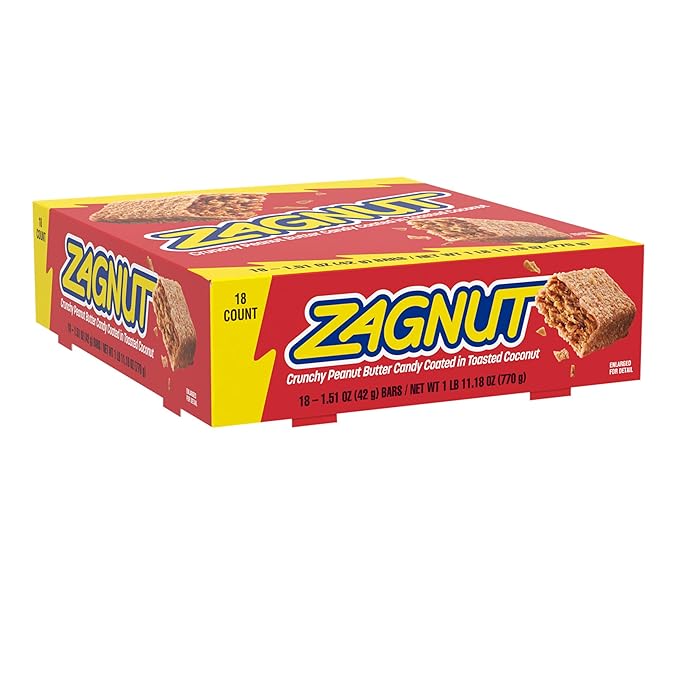 ZAGNUT Crunchy Peanut Butter with Toasted Coconut Candy Bars 1.51 oz (18 Count)