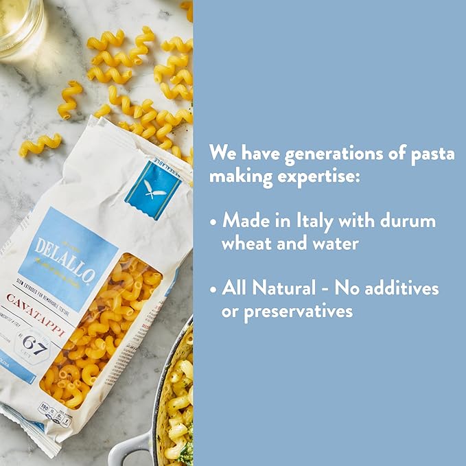 DeLallo Cavatappi Pasta 1 Pound Bag 8 Pack Spiral Shape Noodles Made in Italy Cooks Al Dente Made with Durum Wheat Semolina Flour
