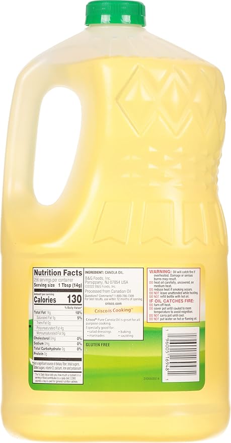 Crisco Pure Canola Oil 1 Gallon (Pack of 2)