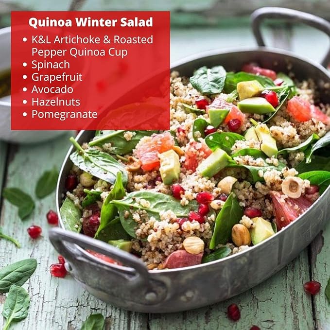Kitchen &amp Love Artichoke &amp Roasted Peppers Quinoa Quick Meal 6-Pack | Vegan Gluten-Free Ready-to-Eat No Refrigeration Required