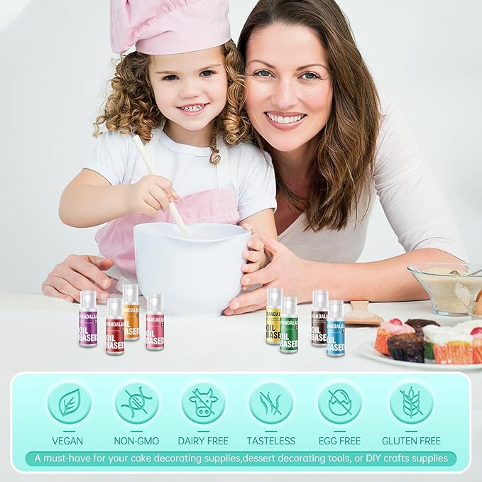 Oil Based Food Coloring Set for Chocolate - 16 colors Vibrant Edible Baking Food Dye for Chocolate Candy Melts Fondant Butter Meringues Cookie Icing Frosting Donut - 0.67 Fl.Oz Bottles