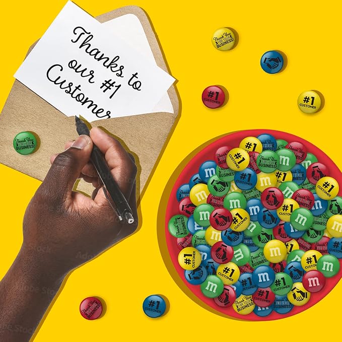 M&ampM’S WORLD Pre-Designed Customer Focus Milk Chocolate Candy-5lbs of Bulk Candy in Resealable Pack for Customer Thank You GiftsTrade ShowsBusiness MeetingsClient Thank You &amp Customer Apprec