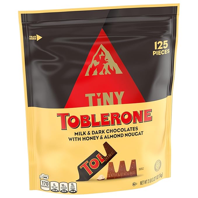 TOBLERONE Tiny Assorted Chocolate Bars Variety Pack (Milk &amp Dark) Bulk Chocolate Halloween Candy 125 Pieces