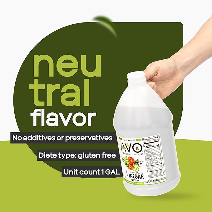 AVO Distilled White Vinegar 1 Gallon (128 oz) - 5% Acidity Pure Natural White Vinegar Gallon