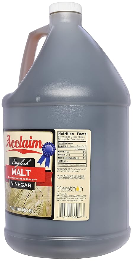 Acclaim English Malt Vinegar All Natural 128 Ounces (1 Gallon) - 5% Acidity