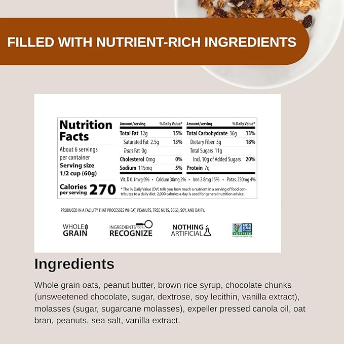 Erin Baker's Homestyle Granola Peanut Butter Chocolate Gluten-Free Vegan Ancient Grains Non-GMO Granola Bulk 10-pound bag160 Ounce (Pack of 1)PP-GRCE33754