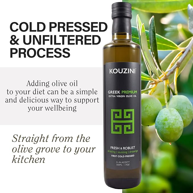 Kouzini Greek Premium Extra Virgin Olive Oil Cold Pressed Single Origin Rich Flavor &amp Aroma 500ml