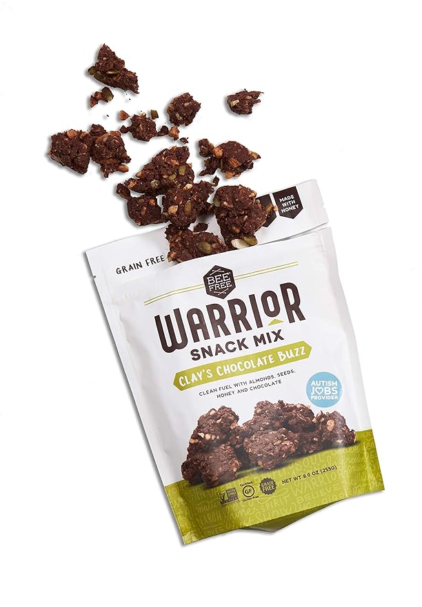 BeeFree Warrior Mix Gluten Free Granola - Chunky Granola Bites | Paleo Low Carb Grain Free Preservative Free Oat Free | Granola for Yogurt Low Calorie Snack | Variety Pack 9 Oz Bags 3 Pack