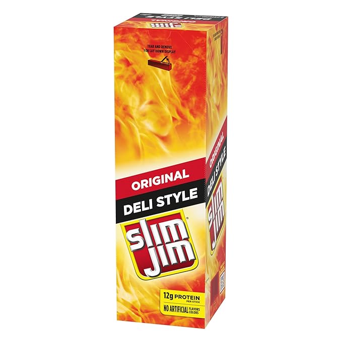 Slim Jim Smoked Meat Sticks Deli Style Original Flavor High Protein Easter Basket Stuffer for Men 1.8 oz. (18 Count)