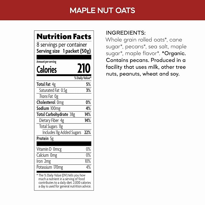 Nature's Path Organic Maple Nut Instant Oatmeal 14 oz (Pack of 6) Non-GMO